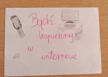 Powiększ zdjęcie: Hasło promujące bezpieczne korzystanie z Internetu - "Bądź bezpieczny w internecie".